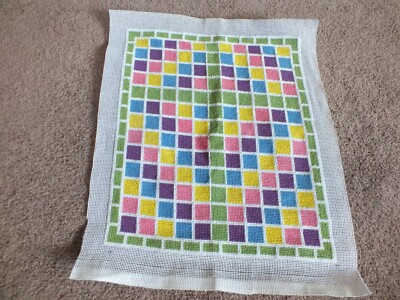 Collectible Handmade Needlepoint Sampler 12x10'' Worked Area Ready to Frame etc.