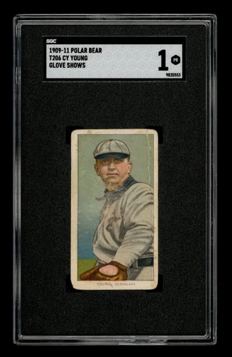 1909-11 T206 Set-Break Cy Young Glove Shows Polar Bear SGC 1 PR
