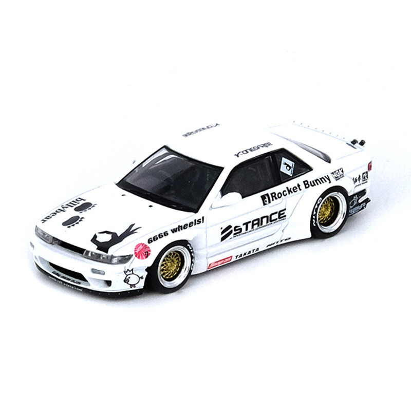 1/64 Scale Nissan Silvia S13 V2 Stanced Diecast Model Car in White by Rocket