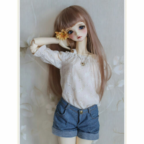 BJD Outfits Fashion Doll Outfit Set - Black Lips Sweater With Denim Shorts & Shoes For 11.5 Inch Dolls Retro 80s 90s Bucket Hat