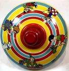 Vintage J Chein Tin Toy Litho Spinning Top Wood Handle