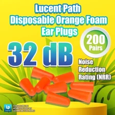 200 Pairs (400 Earplugs) Foam Earplugs - Disposable Foam Ear plugs NRR 32dB