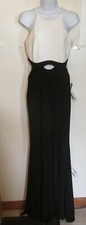 NEW BLONDIE NITES Colorblock Lace GOWN SIZE 9 6 $208 white black Macy's j251
