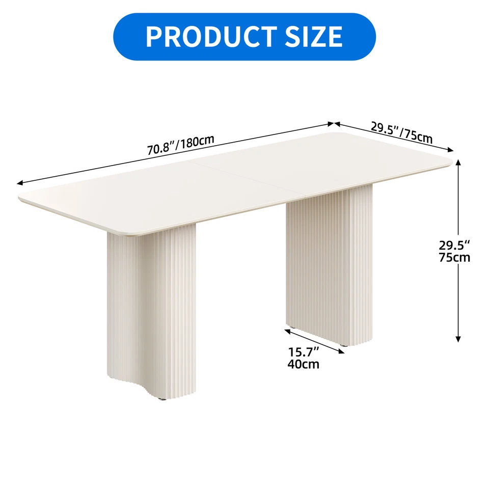 Mesa de comedor moderna para 6-8 personas mesa de comedor de cocina con patas curvas onduladas sólidas Foto 4 de 4