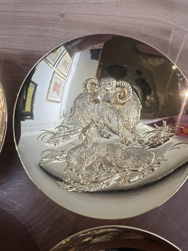 Japanische 24K gp Gold Tasse 4er Set Kranich Langlebigkeit und drei Ziegen - Bild 4 von 11