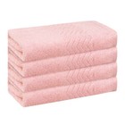 Geometric Washcloths Set Cotton Bath Towels Low Lint Pink 4