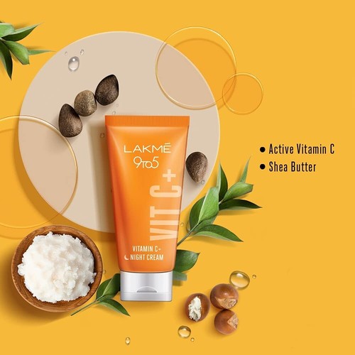LAKMÉ 9To5 Vitamin C+ Night Cream Reduce Skin dullness and Glowing Skin 50gm - Picture 6 of 6