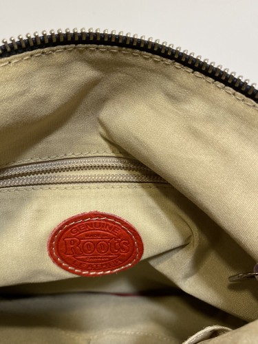 Vtg Womens Roots Purse Red Leather Crossbody Bag Pockets Canada Y2K - Picture 16 of 21