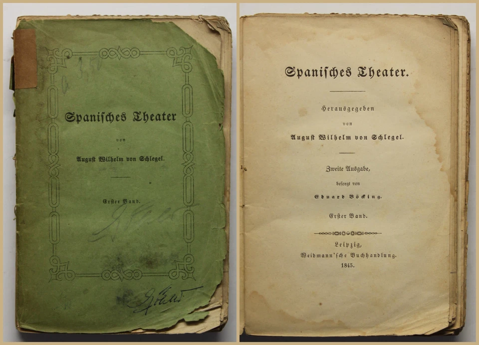 Schlegel Spanisches Theater 1845 1 Bd Belletristik Lyrik Schauspiel Kunst sf - Bild 1 von 1