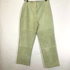 NEW Terry Lewis Green Genuine Leather Pants Womens Lined Straight Leg Zip Sz 12P