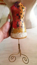 Table Top MANNEQUIN Dress Form Paper Mache, Collages, Home Decor Jewelry Display