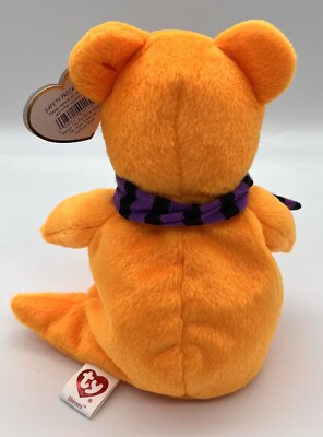Ty Beanie Babies “Shivers” the Orange Teddy Bear Ghost Halloween