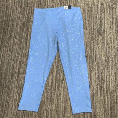 Tek Gear Girls Plus Size 16 Mid Rise Leggings  Blue Splatter Pocket Wicking NWT