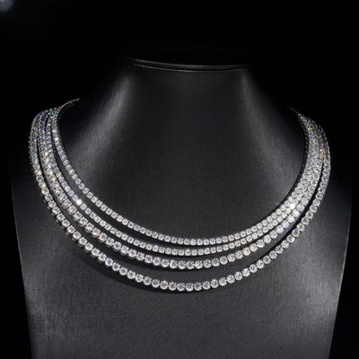 4mm Stainless Steel Iced Out CZ Tennis Necklace  VVS1 Clarity Super Blingbling