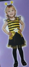 Toddler Bumblebee Halloween Costume 4/6 Black Yellow Dress  Headband 2 Pc Girls