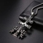 Large Stainless Steel Caravaca Cross Pendant Necklace Cadena Cruz Caravaca plata