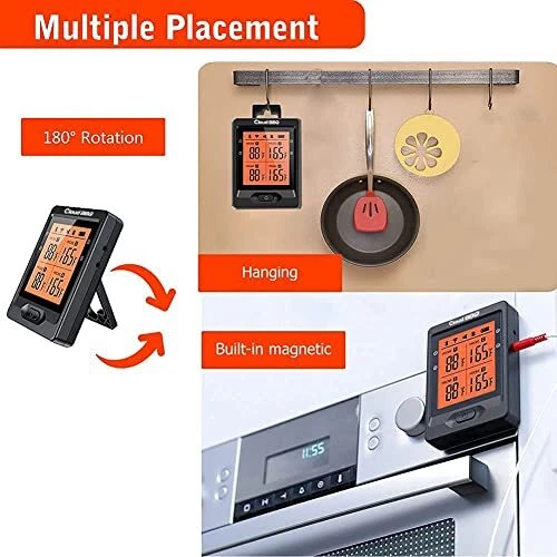 Wireless Meat Thermometer Of 500ft Bluetooth Meat Thermometer For Smoker Oven Gr
