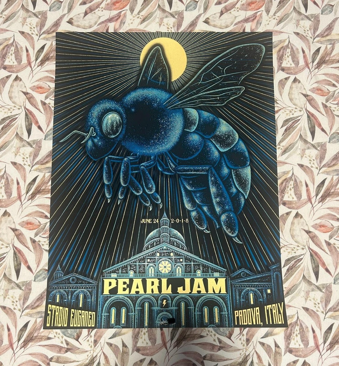 PEARL JAM PADOVA 2018 AP TODD SLATER BEE SCREENPRINT POSTER PRINT