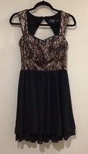 Guess Black/Gold Lined Sequined Dress (Size 4)