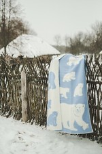 Blanket Throw Bed Sofa Fleece Cozy Plaid Soft Warm Wool 130x200cm Bear Blue