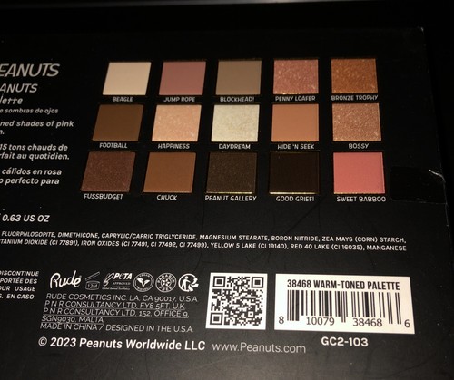 Rude Cosmetics Shades of Peanuts Eyeshadow Palette 15 Shades New! Snoopy Cartoon - Picture 4 of 7