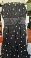 Nine West Silk Ivory Black Polka Dot Spaghetti Strap Dress 12 Retail $159 NWT
