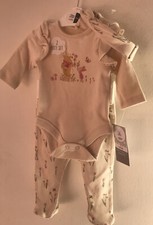 Disney Winnie The Pooh Baby 3 Pc Bodysuit, Bottoms & Hairband~3-6 Months- 18 Lbs