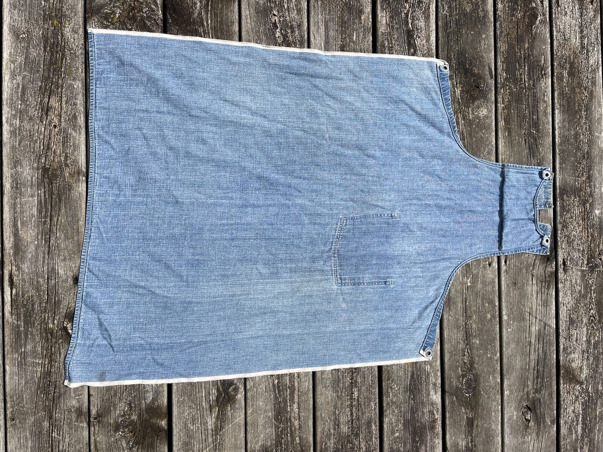 エプロン・三角巾 60s OSHKOSH B'GOSH Denim Work Apron Vintage Oshkosh B'Gosh Blue Denim Work Bib Apron Union Made