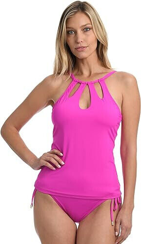 La Blanca Women's Island Goddess High Neck Keyhole Tankini Swimsuit Top 10 - Picture 1 of 3