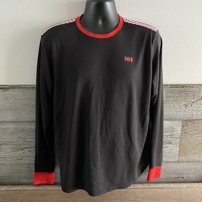 HELLY HANSEN Base Layer Black Top Vintage Retro Style XL (B1)