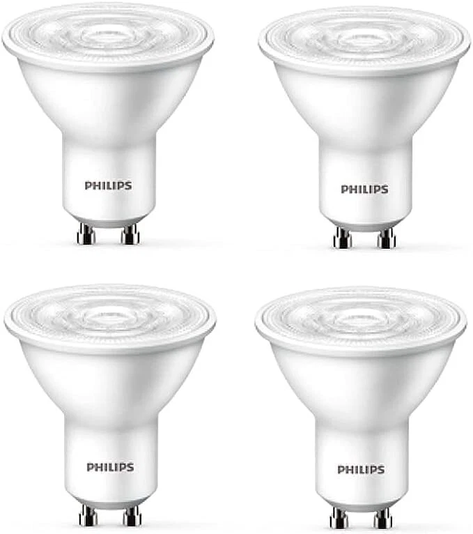 Philips GU10 LED Spot Light Bulbs 5W Warm White 2700K 4-Pack Downlight - Image 2 of 4