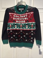Minecraft Holiday Survival Mode Kids Sweater - Black, Red, Green Kids Size 5