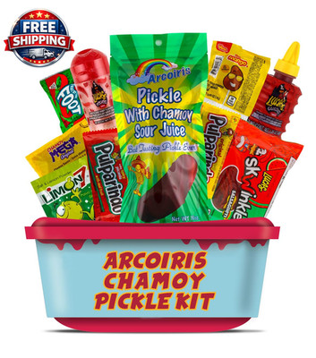 Arcoiris Sour Chamoy Pickle Kit,Mexican Candy Mix Ready to Make the Famous Tikto