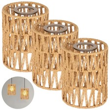 3 PCS Rattan Lamp Shade,Small Wicker Pendant Light Shade - Cylinder Woven Wic...