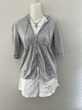 Hollister Gray Zip Up Hoodie Babydoll Fit Small Lightweight