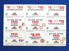 FAZOLI'S "Real Italian" Retail Coupons (9-Total) (Retail Value $50) Exp; 1/31/26