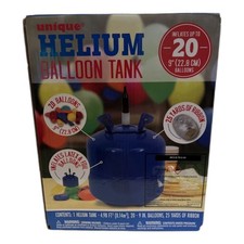 Unique Blue Helium Balloon Tank 4.98 Cu ft - Includes Nozzle & 20 Balloons