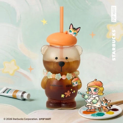 Starbucks Taiwan x POP MART Bearista glass cold cup- Molly 15oz