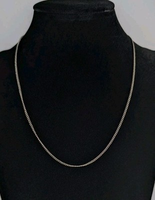 Vintage 14k Solid Gold Curb Chain Necklace 16'' ACo 1.59g Warm White Gold Tone