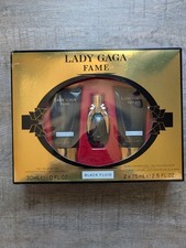 Lady Gaga Black Fluid Fame Perfume 1 Oz Spray EDP Gel 3 Piece Set NEW
