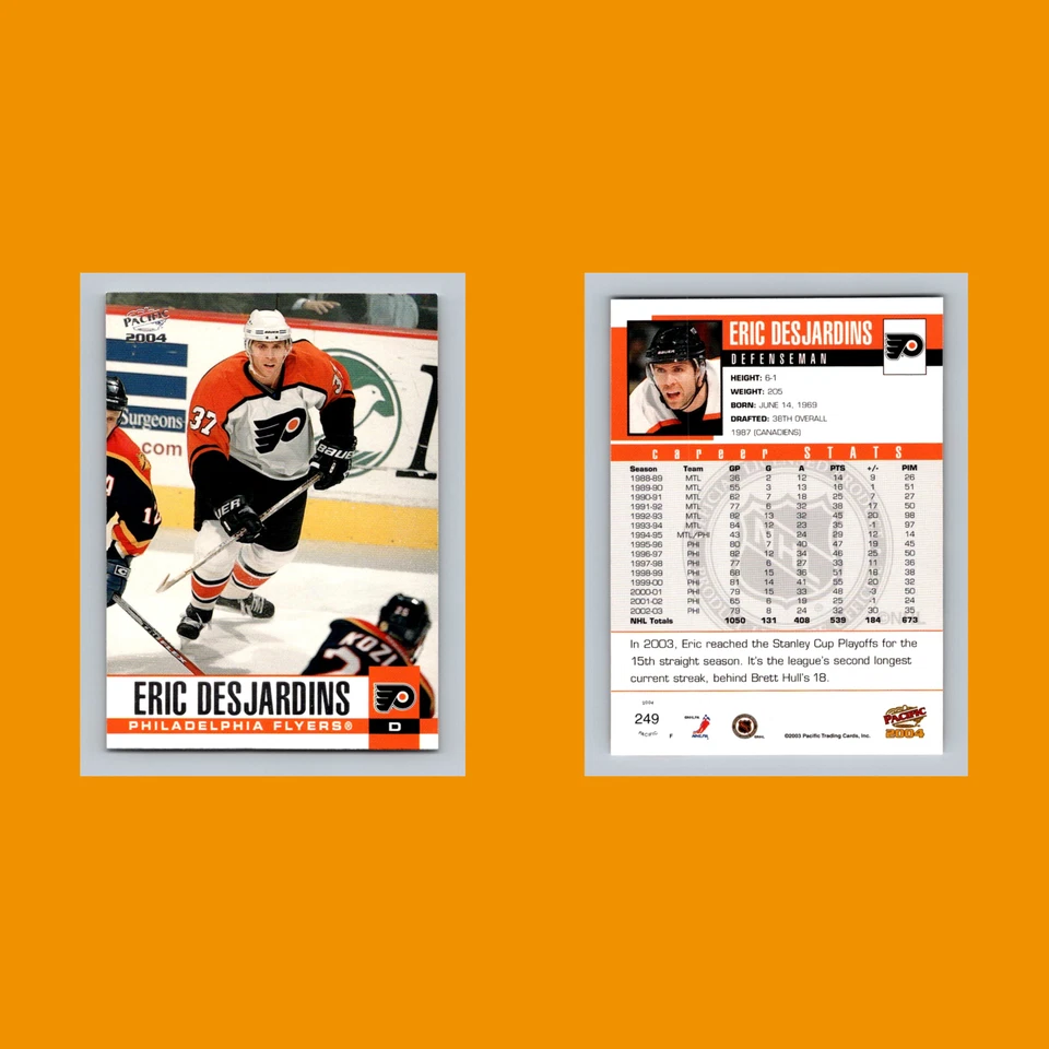 Eric Desjardins #249 2003-04 Pacific Philadelphia Flyers Hockey Card NHL - Image 3 of 3