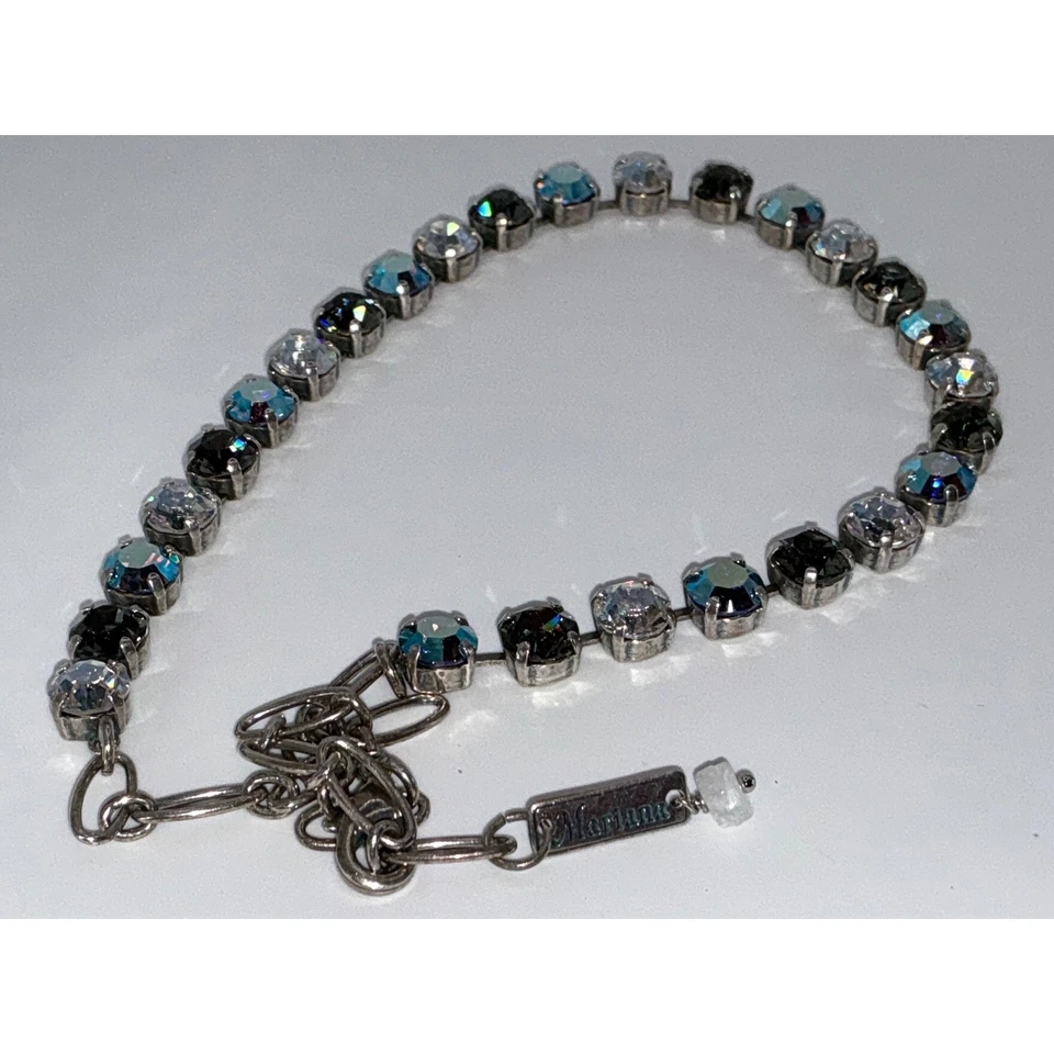 Collar Mariana (27) Swarovski AB Cristal 18" Cadena Distintiva Tono Plata Foto 2 de 3