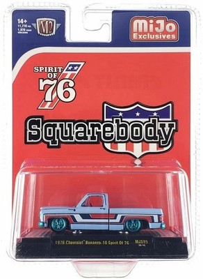 chase M2 1:64 1976 Chevy Silverado Bonanza-10 SPIRIT OF 76 Squarebody Blue MJS99