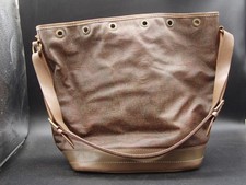 Borsa a mano ETRO Milano Paisley rivestita in tela con coulisse secchiello pelle marrone