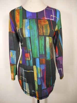 Beautiful Women's Small Jess & Jane Purple Box Design Long Sleeve Knit Top