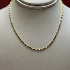 14k Solid Yellow Gold Twisted Box Link Chain Necklace 1.3mm 20”  4.8 Grams