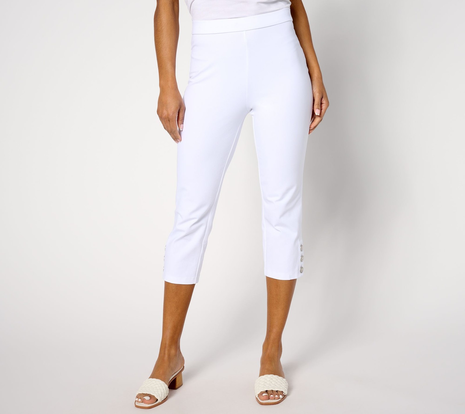 Susan Graver Women's Petite Pants PS Weekend Premium Stretch Slim White A647461