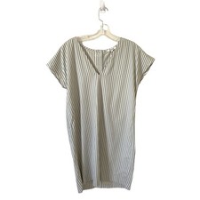 Madewell Striped Button Mini Dress Green Gray Tank Size Small