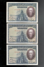Spain, 1928, 3 x 25 Pesetas, P-74c, CHOICE CRISP EF!