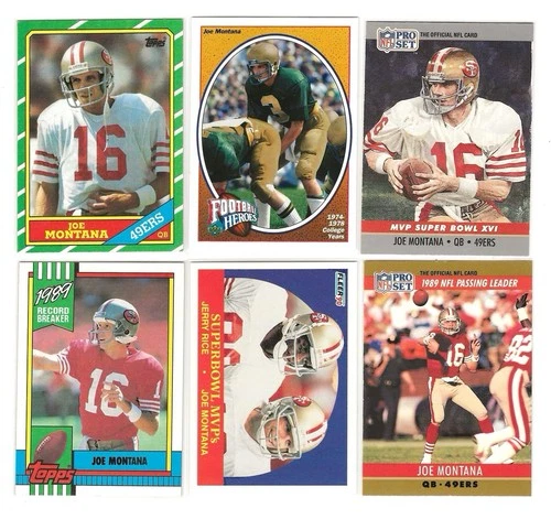 Joe Montana 1986 Topps # 156 Card San Francisco 49ers Plus 5 More Cards